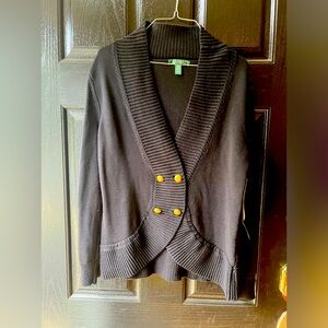 NWT Ralph Lauren Knitted Shawl Collar Black Sweater! Cotton, Medium Black